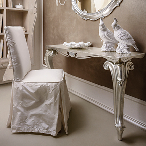 _Lord console table 
                 with metal top, champagne
                 silver leaf finish, cat. C.
