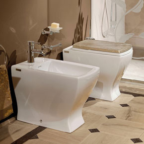 _Sanitaryware Modern style
            in ceramic toilet seat in dove grey silver leaf finish, cat. C.