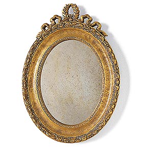 VITTORIA L.44 H.62 cm</br>
_Specchiera Vittoria in legno, finitura foglia oro anticato, cat. C