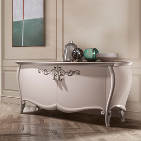 _jadore Sideboard
				in Greige finish, cat. B
				with relief decorations
				in dove grey silver leaf.