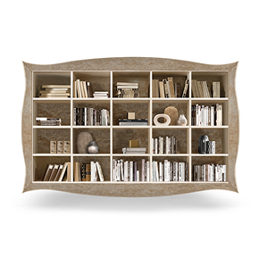 _Libreria Liberty avorio craquelet cat.b 
				cornice e schienale in foglia argento tortora  cat.c