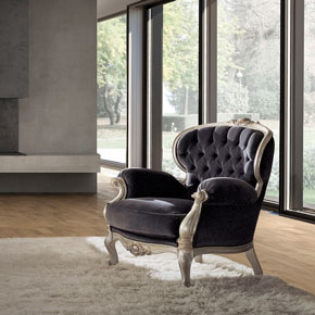 _Baronessa armchair in wood
                 dove grey silver leaf finish cat. C