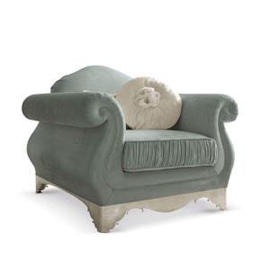 _Roma armchair
                 with wrought metal base,
                wax silver leaf finish, cat. C.